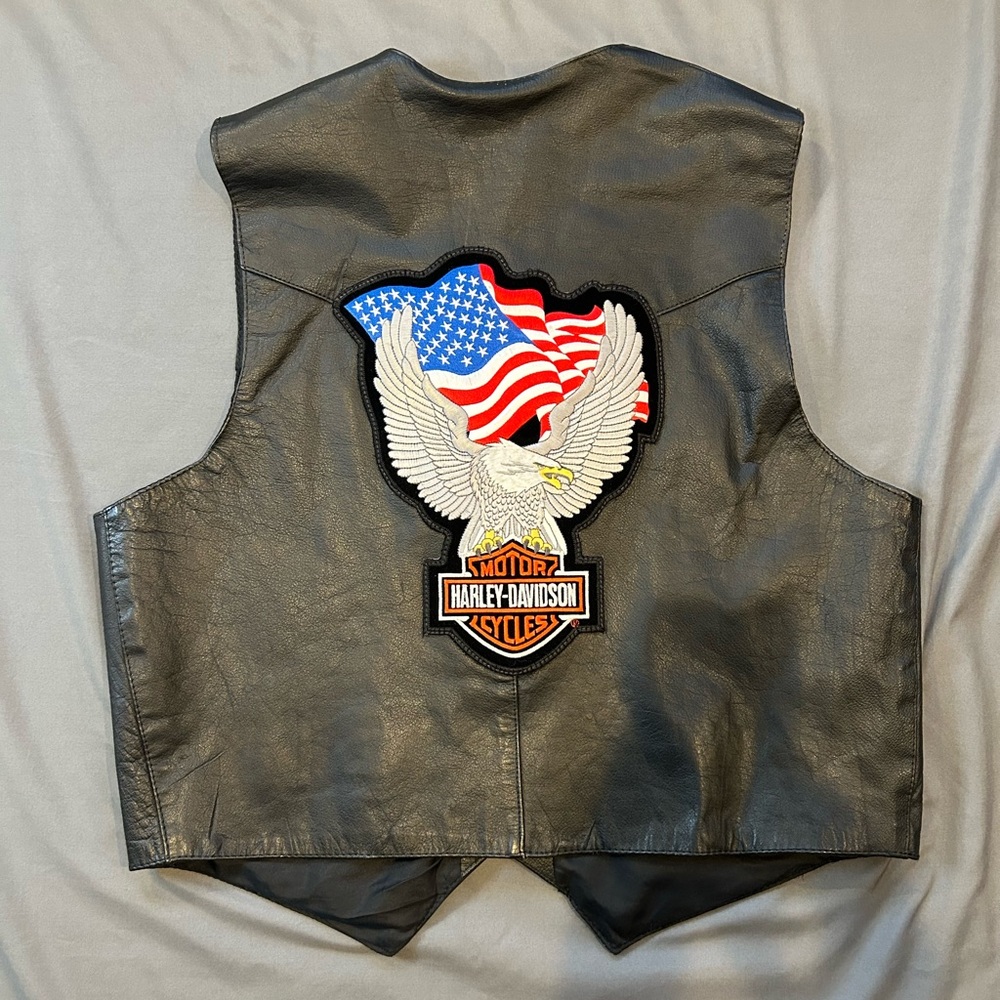 Leather Harley-Davidson Biker Riding Vest (GREAT CONDITION)
